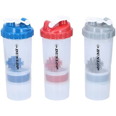 Dunlop Shake / Shakerflaska / Proteinshaker / Vattenflaska 550ml med smart förvaring för proteinpulver