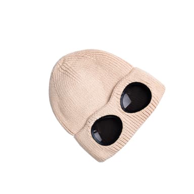 Stickad mössa med skyddsglasögon Beige