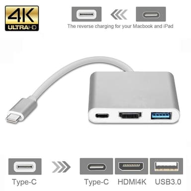 USB-C Multiport Adapter till USB, USB-C (USB PD), 4K HDMI kompatibel S