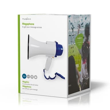 Nedis Megafon | Maximal räckvidd: 250 m | Maximal volymkontroll: 115 dB | Inbyggd mikrofon | Inbygd siren | Inspelningsfunktion | Blå / Vit