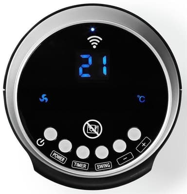 Nedis SmartLife Keramisk PTC Fläktvärmare | Wi-Fi | 2000 W | 3 Värmeinställningar | Svängning | Display | 15 - 35 °C | Android™ / IOS | Svart
