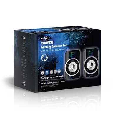 Nedis Gaming högtalare | Högtalarkanaler: 2.0 | USB ström | 3.5 mm Hane | 30 W | RGB | Volymkontroll