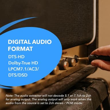 NÖRDIC 8K HDMI 2.1 eARC/ARC Switch och Extractor 4 till 1 Optisk SPDIF & Stereo CEC HDR Dolby Atmos, True HD, Digital Plus, DTS-HD Master