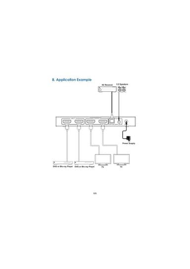 NÖRDIC 2x2 HDMI 2.0 Matrix switch 4K60Hz med Extractor Toslink & Stereo EDID HDR HDCP2.2 Dolby Digital+, DTS 5.1