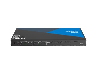 NÖRDIC 8K HDMI 2.1 eARC/ARC matrix switch 4x2 med Extractor Toslink & Stereo, HDMI CEC, Dolby Atmos/Digital Plus, DTS Master