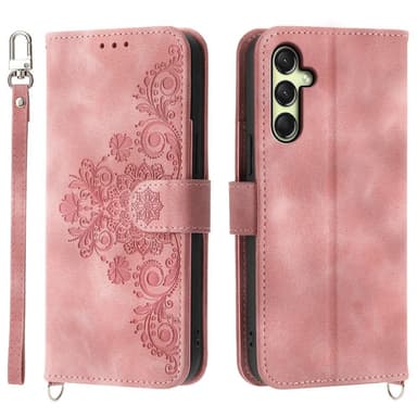Till Samsung Galaxy A16 5G / A16 4G Fodral med Blommönster Plånboksfodral - Rosa