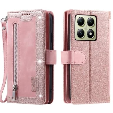 För Xiaomi 14T Pro Fodral med Dragkedja och 9 Kortplatser