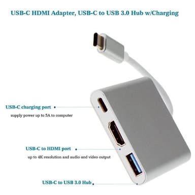 USB-C Multiport Adapter till USB, USB-C (USB PD), 4K HDMI kompatibel S