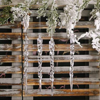 Julgranshänge Istapp plast transparent 12-pack