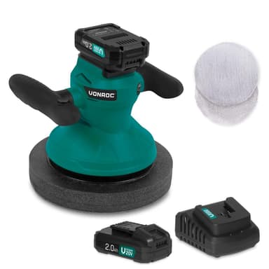 VONROC Polermaskin 20V – 2.0Ah - Ø240mm | Inkl. 2st batterier och snabbladdare