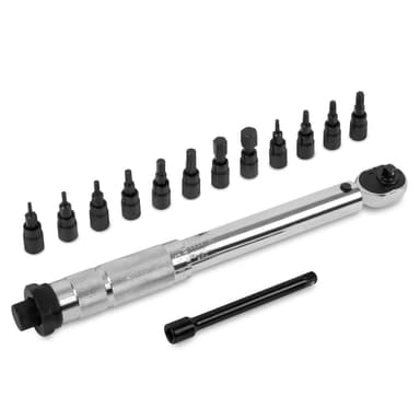 VONROC Momentnyckel ¼” – 265mm – 5-25Nm | Inkl. set med bits - 12st