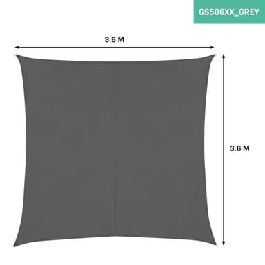 VONROC Solsegel kvadrat – Premium – 360x360cm | Grå