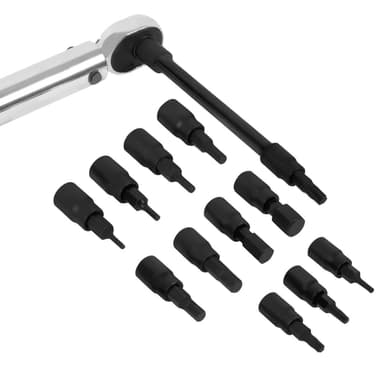 VONROC Momentnyckel ¼” – 265mm – 5-25Nm | Inkl. set med bits - 12st