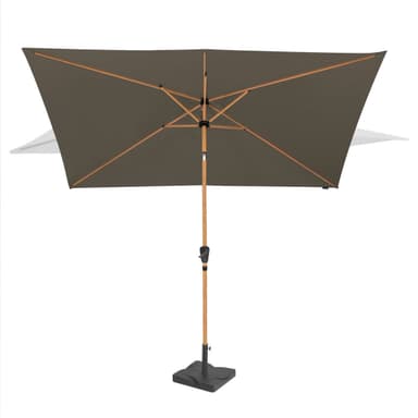 VONROC Premium parasoll Rapallo 200x300cm - Inkl. parasollfot & parasollöverdrag - rektangulärt parasoll - Tiltbart - Träimitation - Taupe