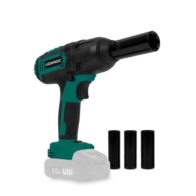 VONROC Batteridriven mutterdragare 20V – 4 inställningar: 100/200/300/400Nm – Inkl. 4 hylsor | Exkl. batteri och snabbladdare