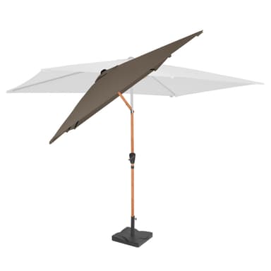 VONROC Premium parasoll Rapallo 200x300cm - Inkl. parasollfot & parasollöverdrag - rektangulärt parasoll - Tiltbart - Träimitation - Taupe