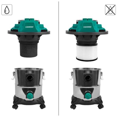 VONROC Våt och torrdammsugare 1400W – 20L tank och 6m strömkabel