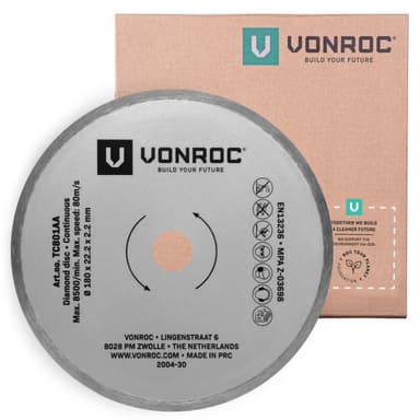 VONROC Diamantskiva – 180mm – Kontinuerlig | Universal