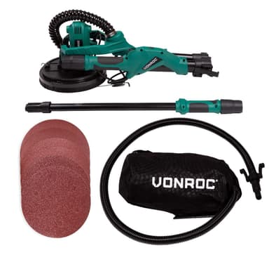 VONROC Teleskopisk vägg och takslip 1050V – 225MM| Inkl. Dammuppsamlarpåse