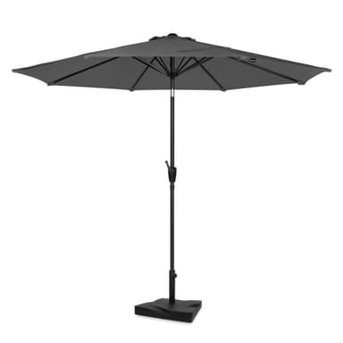 VONROC Premium parasoll Recanati Ø300cm - Inkl. parasollfot & parasollöverdrag - Runt parasoll - Tiltbart - UV-beständig duk - Grå