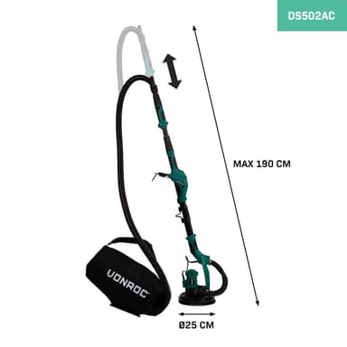 VONROC Teleskopisk vägg och takslip 1050V – 225MM| Inkl. Dammuppsamlarpåse