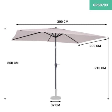 VONROC Premium parasoll Rapallo 200x300cm - Inkl. parasollöverdrag - rektangulärt parasoll - Tiltbart - UV-beständig duk - Beige