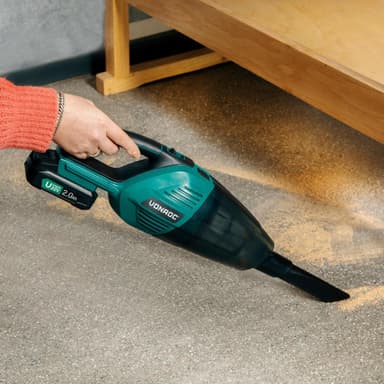 VONROC Kraftfull batteridriven dammsugare 20V – 2.0Ah | 2st batterier och snabbladdare