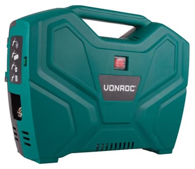 VONROC Bärbar kompressor 1100W - 8 bar | Oljefri 180 l/m - Inkl. 11 tillbehör