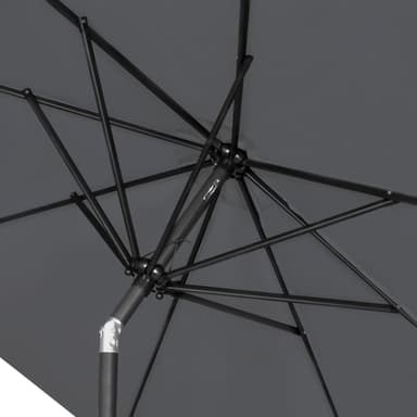 VONROC Premium parasoll Recanati Ø300cm - Inkl. parasollfot & parasollöverdrag - Runt parasoll - Tiltbart - UV-beständig duk - Grå