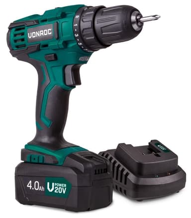 VONROC Borrskruvdragare 20V – 4.0 Ah| Inkl. batteri och laddare