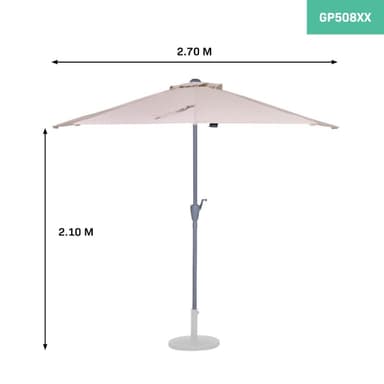 VONROC Premium balkongparasoll Magione 270x135cm - Inkl. parasollöverdrag - Halvrunt parasoll - UV-beständig duk - Beige