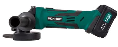 VONROC Vinkelslip 20V - 115mm | Inkl. 4.0Ah batteri och snabbladdare
