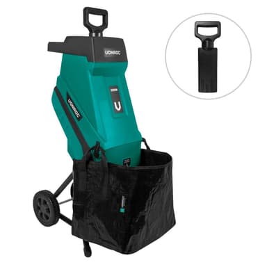 VONROC Kompostkvarn 2500W – För grenar upp till 45mm | Inkl. 45L uppsamlingspåse