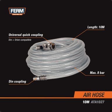 FERM ATA1027 Air hose 10m + couplings