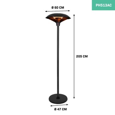 VONROC Värmare Eolo 2000W – Stående – 360 graders värme | Infraröd lampa