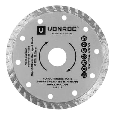 VONROC Diamantskiva 125mm – 3st | Universal