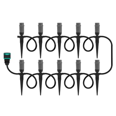 VONROC bevattningssystem - 3 sprinklerlägen: dropp, spray och dimma - modulärt system inkl. 15m slang, 10x droppmunstycke, 10x markspik och universell snabbkoppling
