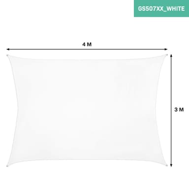 VONROC Solsegel Rektangel – Premium – 400x300cm | Vit