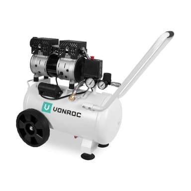 VONROC PRO Tyst luftkompressor – 57,5 dB | 24L – oljefri – 750W – Vit