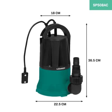 VONROC Dränkbar pump 400W – 6000 l/h – Platt sugpump | För rent vatten