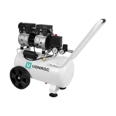 VONROC PRO Tyst luftkompressor – 57,5 dB | 24L – oljefri – 750W – Vit