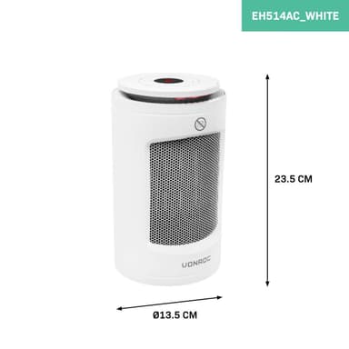 VONROC Elektrisk värmefläkt – 1200W – keramisk – vit | roterationsfunktion