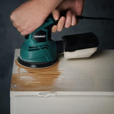 VONROC Excenterslipmaskin 300W | Inkl. dammupptagning och 12 slippapper