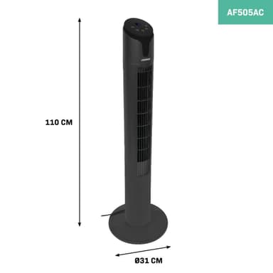 VONROC Lyxig pelarfläkt – 110cm – svart | Inkl. fjärrkontroll