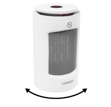 VONROC Elektrisk värmefläkt – 1200W – keramisk – vit | roterationsfunktion