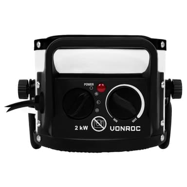 VONROC Elektrisk värmefläkt 1000W/2000W – Keramisk – Vit