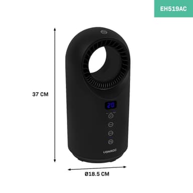 VONORC Elektrisk värmefläkt – 1500W – keramisk – svart | Bladlös – roterationsfunktion
