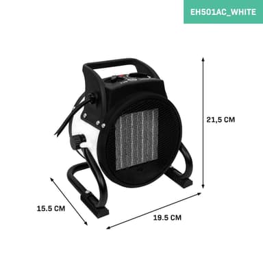 VONROC Elektrisk värmefläkt 1000W/2000W – Keramisk – Vit