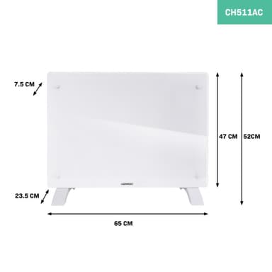 VONROC Lyxigt konvektorelement med glaspanel – 1500W – Vit  | Wifi