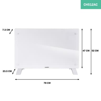 VONROC Lyxigt konvektorelement med glaspanel –  2000W – Vit | Wifi